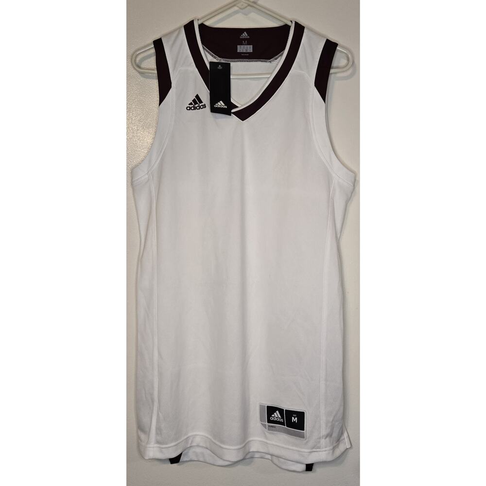 New Adidas Womens Basketball Team Jersey White Maroon Practice Medium NWT